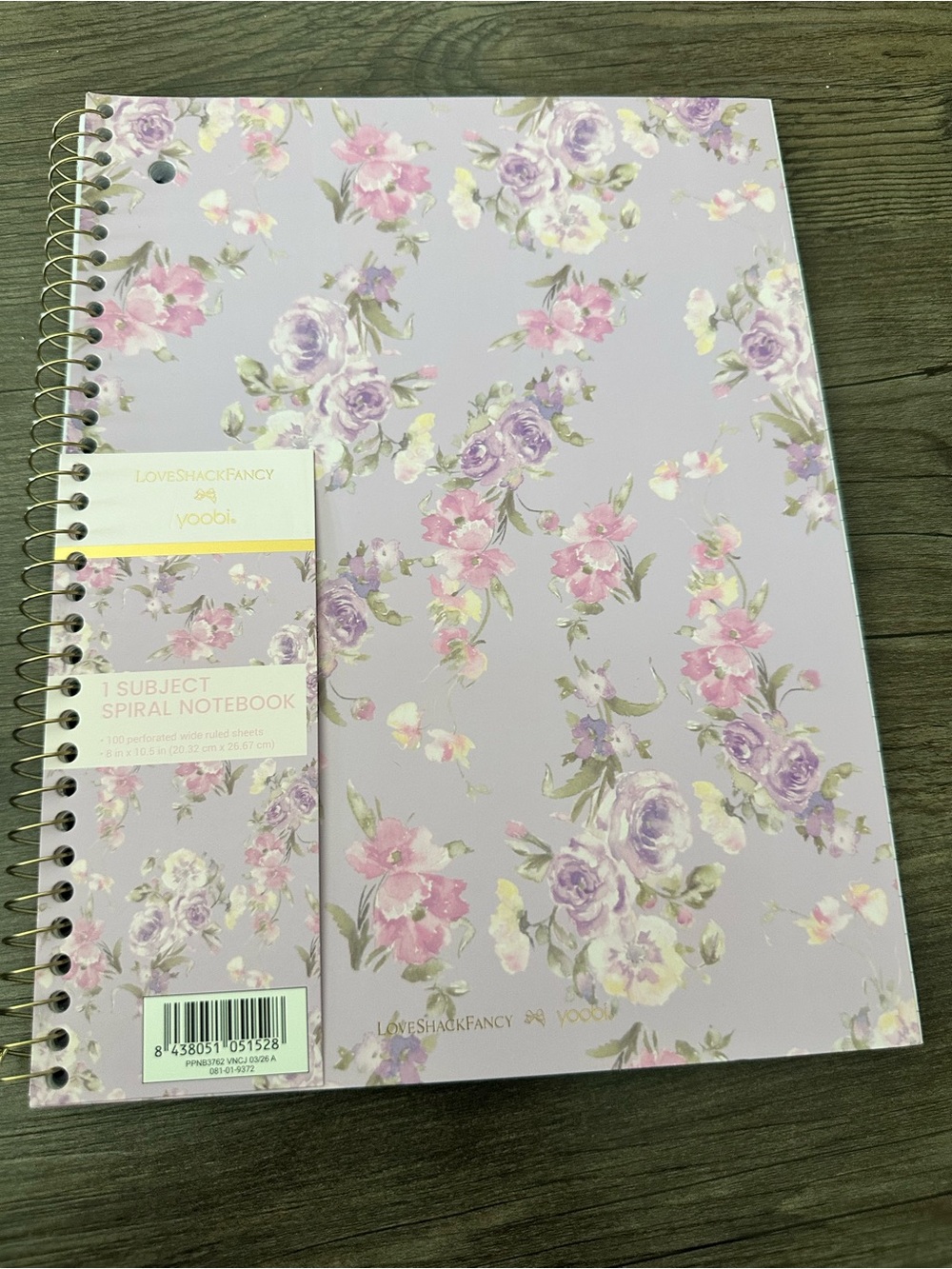 💜🎯 LoveShackFancy x Target - Yoobi Happy Thoughts Wide Ruled Notebook Hibiscus - Picture 4 of 5